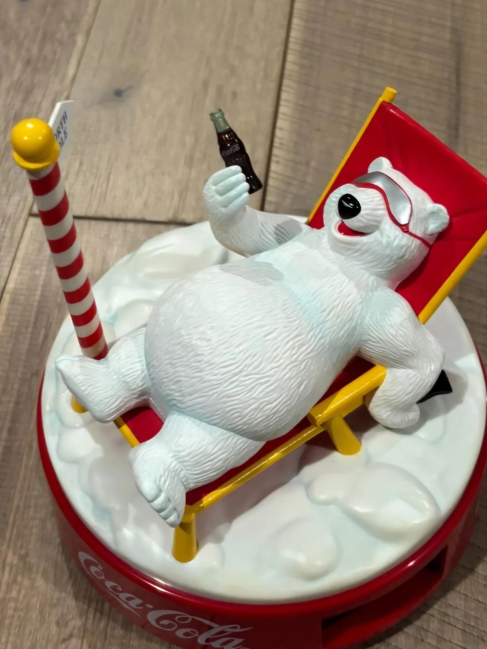 Coca Cola Nostalgic Musical Digital Display Clock Rotating White Polar Bear